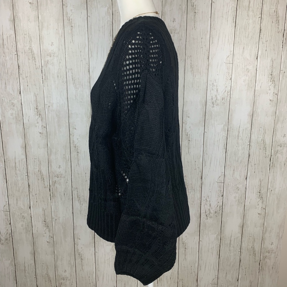 🔥COMFY CHIC🔥Loose Fit Knit Hollow Out Jumper Sweater Black S/M/L NWT - Picture 5 of 7